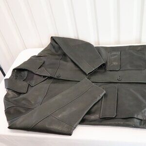 Coach Mens Black Leather Coat Jacket with Wool Zip Out Liner Size Large Heavy